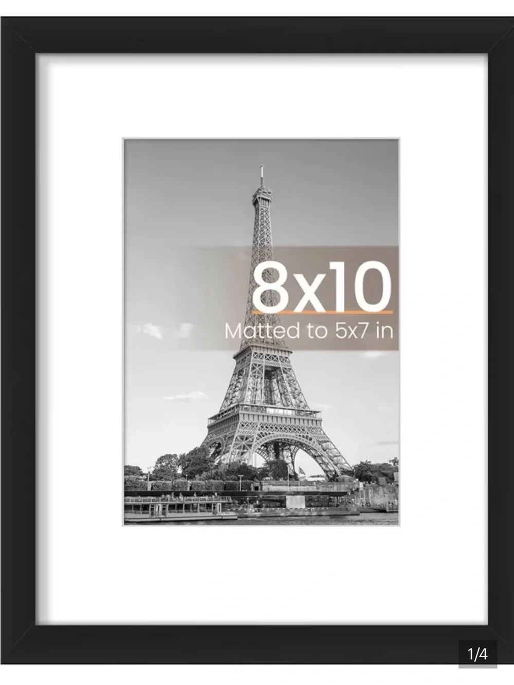 Set of 2 Black 8x10 Picture Frames with Mat | Displays 5x7 or 8x10 Photos